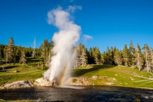 Riverside Geyser in Yellowstone national park Wyoming.